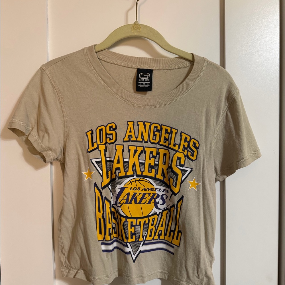 Urban Outfitters Beige Los Angeles Lakers Graphic Crop Tee